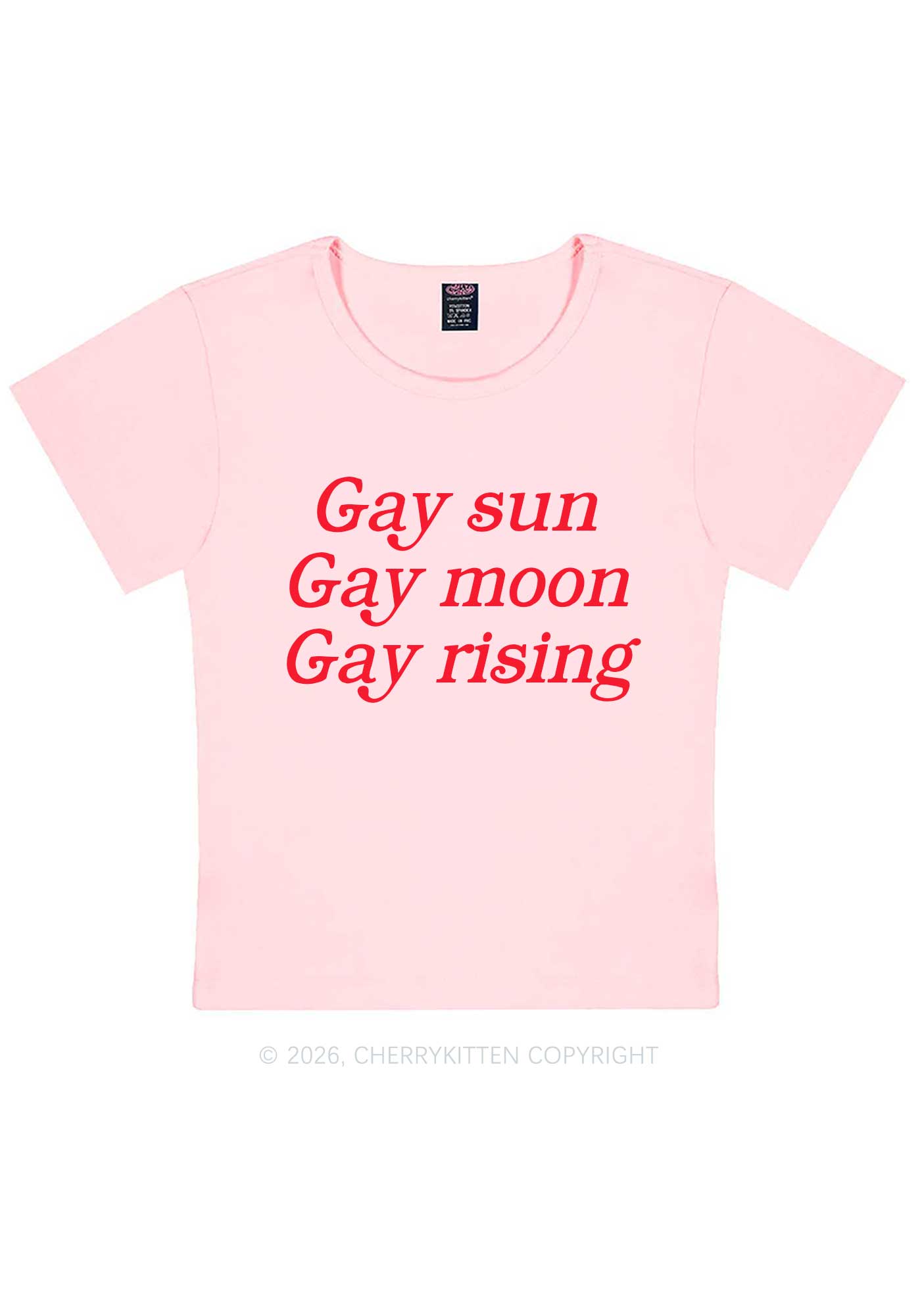 Gay Sun Moon Rising Pride Y2K Baby Tee Cherrykitten