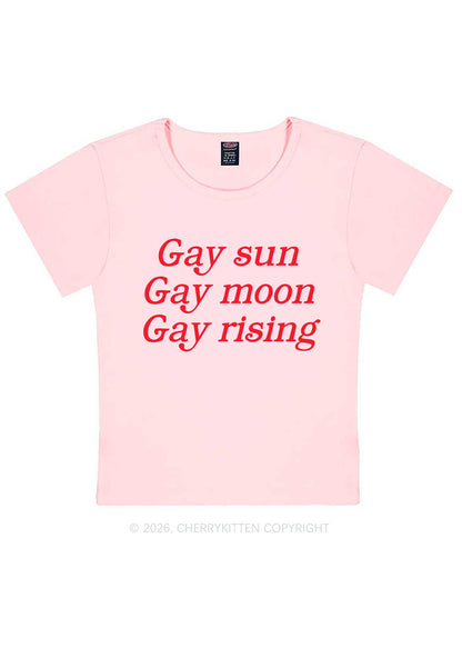 Gay Sun Moon Rising Pride Y2K Baby Tee Cherrykitten