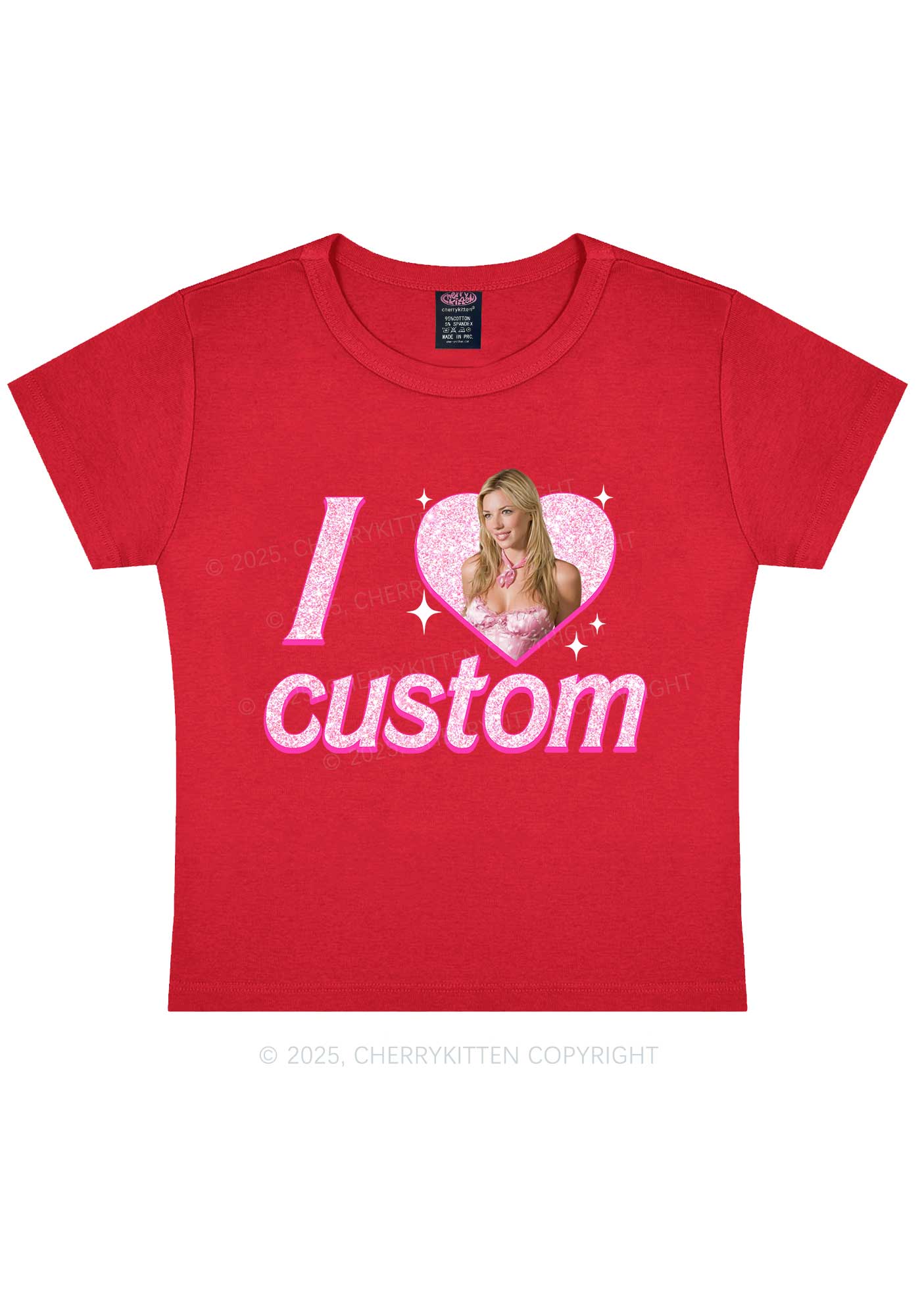 Custom I Love Photo Y2K Baby Tee Cherrykitten