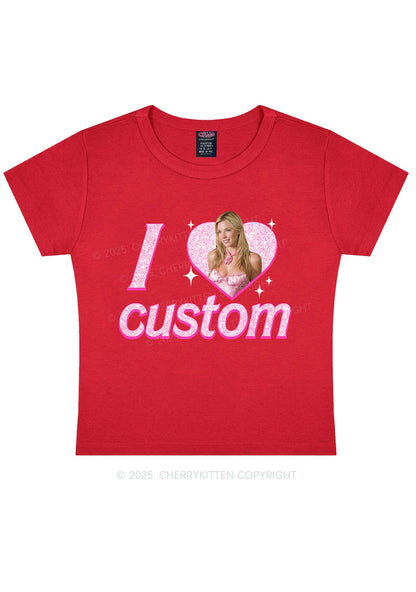 Custom I Love Photo Y2K Baby Tee Cherrykitten