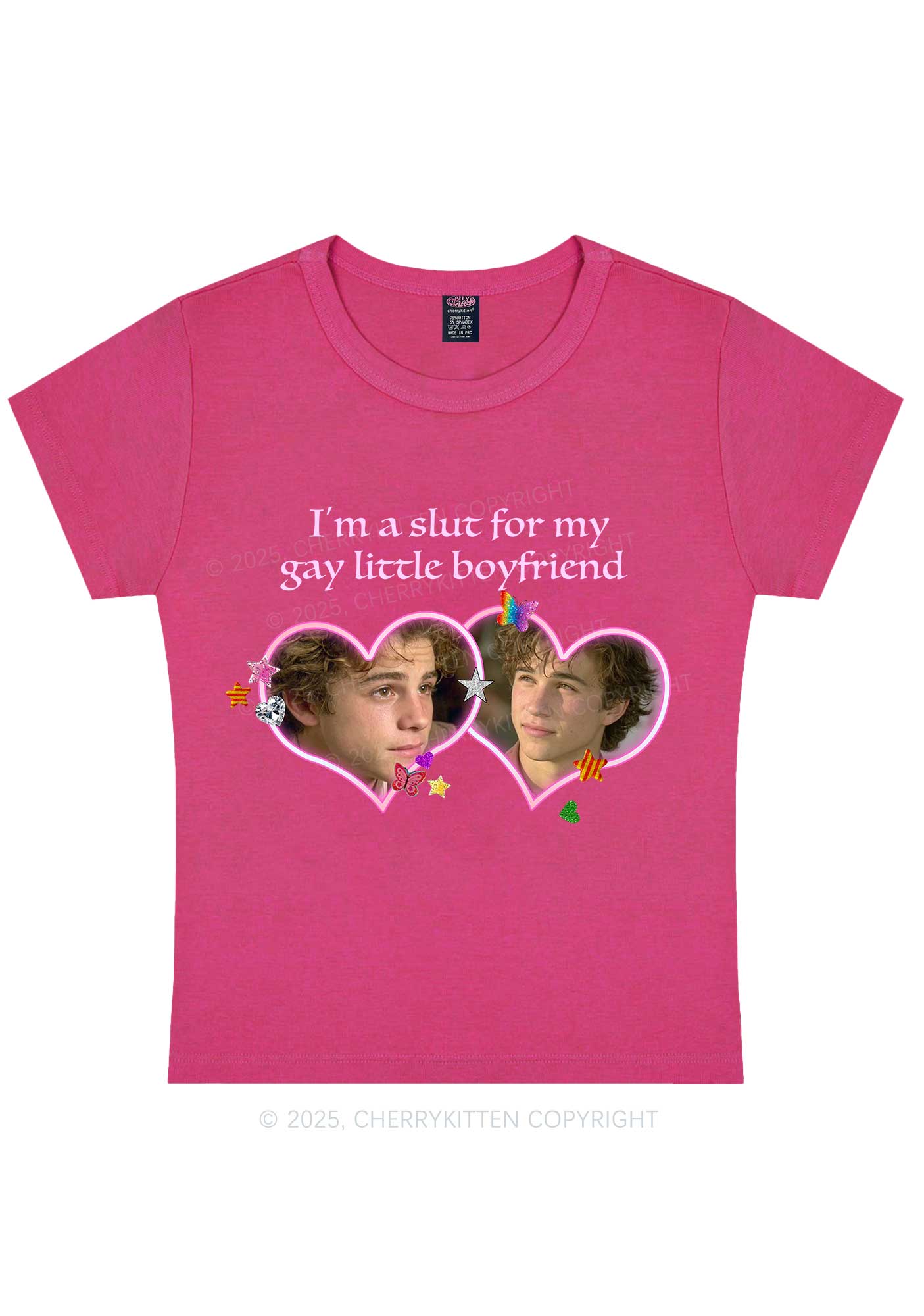 Custom Slxt Gay BF Photo Y2K Baby Tee Cherrykitten