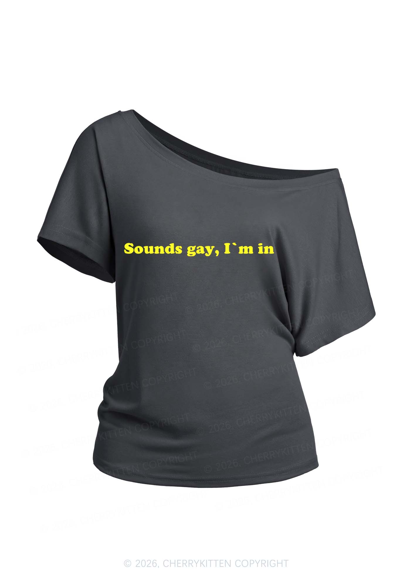 Sounds Gay Pride Y2K Off Shoulder Tee Cherrykitten
