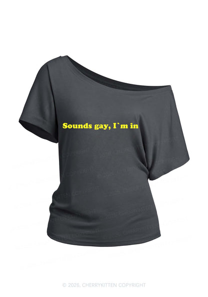 Sounds Gay Pride Y2K Off Shoulder Tee Cherrykitten