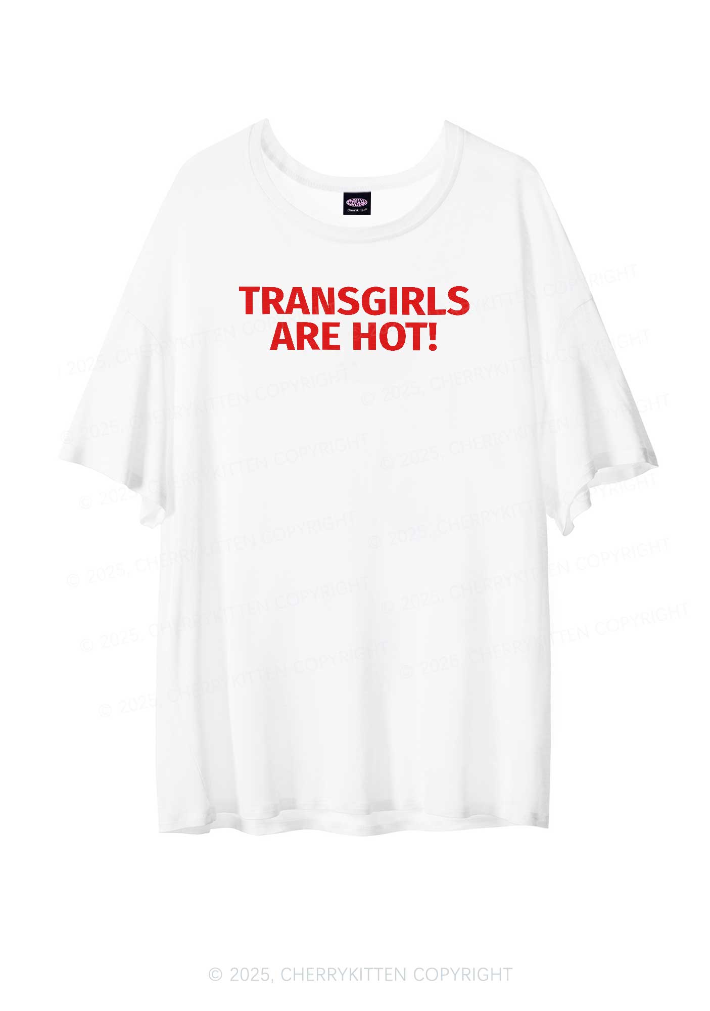 Transgirls Are Hot Pride Y2K Sheer Boyfriend Tee Cherrykitten