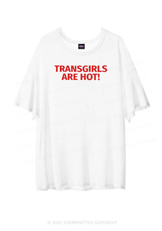 Transgirls Are Hot Pride Y2K Sheer Boyfriend Tee Cherrykitten