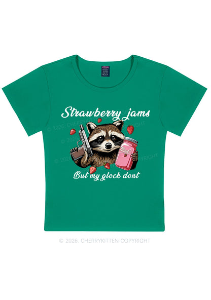 Strawberry Jams Raccoon Y2K Baby Tee Cherrykitten