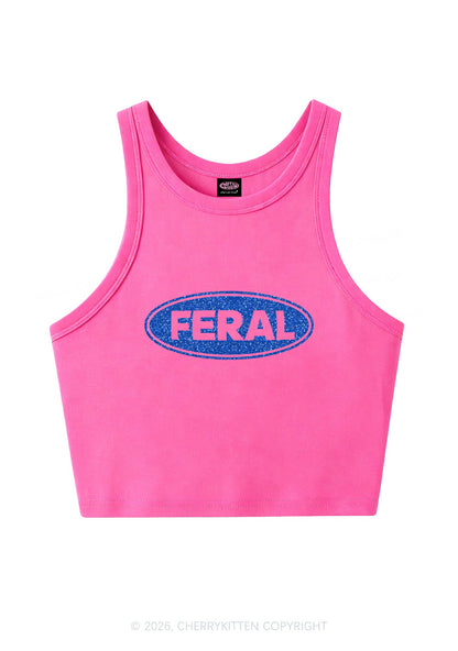 Glitter Feral Y2K Crop Tank Top Cherrykitten