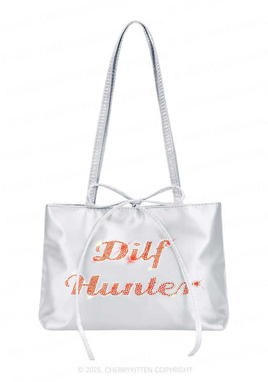 Rhinestone Green Hunter Y2K Satin Bags Cherrykitten