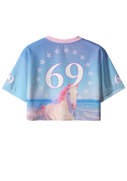 Blue Fag Princess Horse Pride Y2K Crop Sport Jersey Shirts Cherrykitten