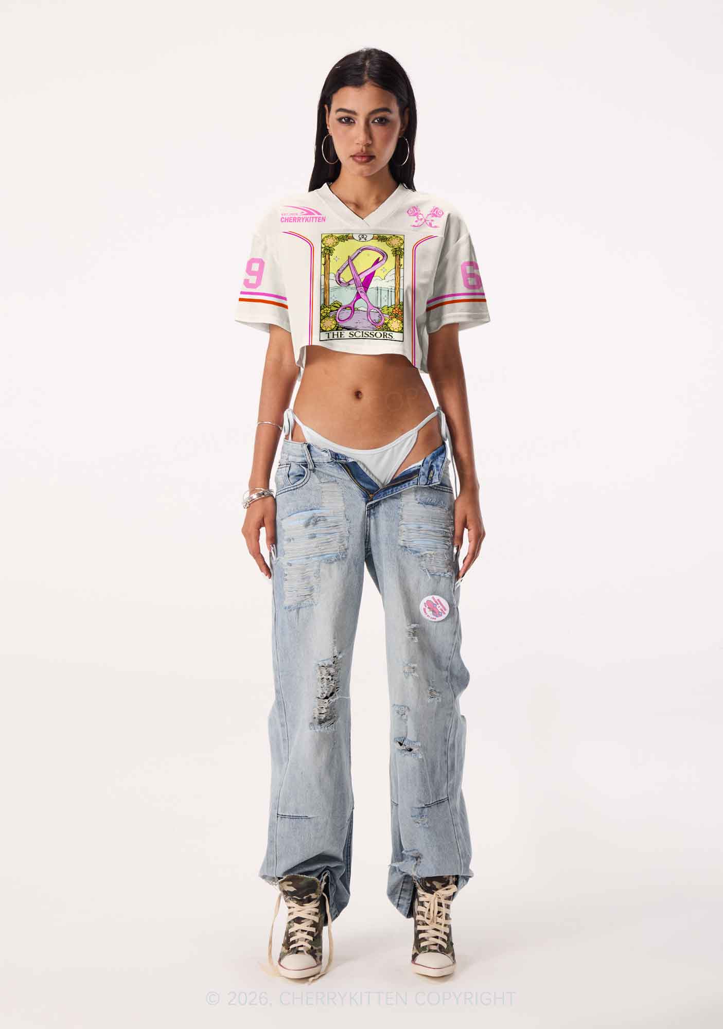 Scissors And Carabiner Pride Y2K Crop Sport Jersey Shirts Cherrykitten