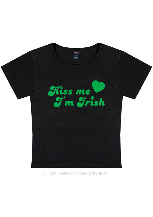 Kiss Me I'm Irish St Patricks Y2K Baby Tee Cherrykitten