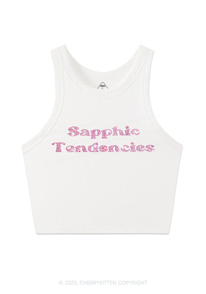 Rhinestone Sapphic Tendencies Pride Y2K Crop Tank Top Cherrykitten