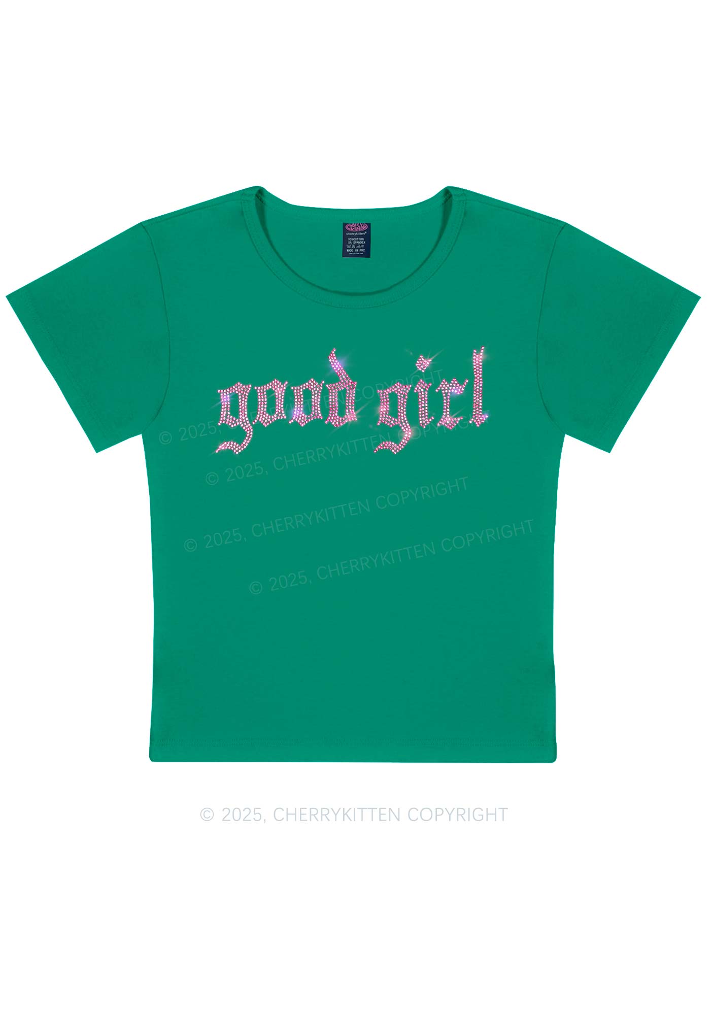 Rhinestone Good Girl Y2K Baby Tee Cherrykitten