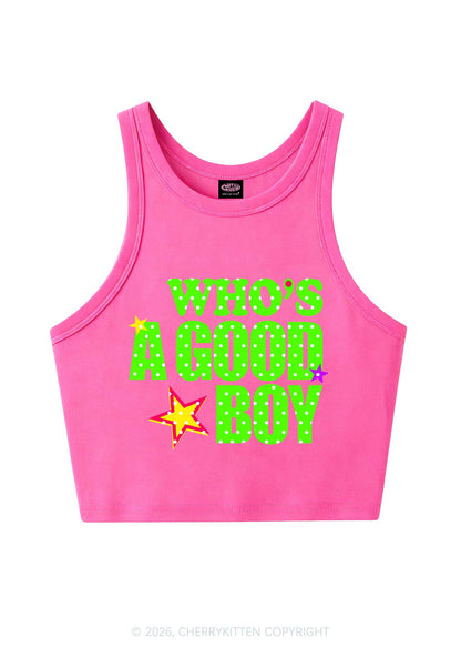 Whos A Good Boy Polka Dots Y2K Crop Tank Top Cherrykitten