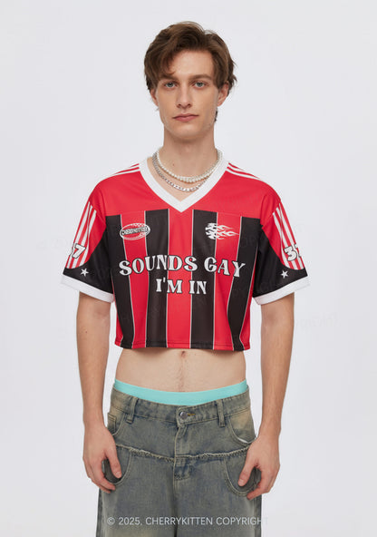 Custom Sounds Gay Im In Pride Y2K Crop Sport Jersey Shirts Cherrykitten