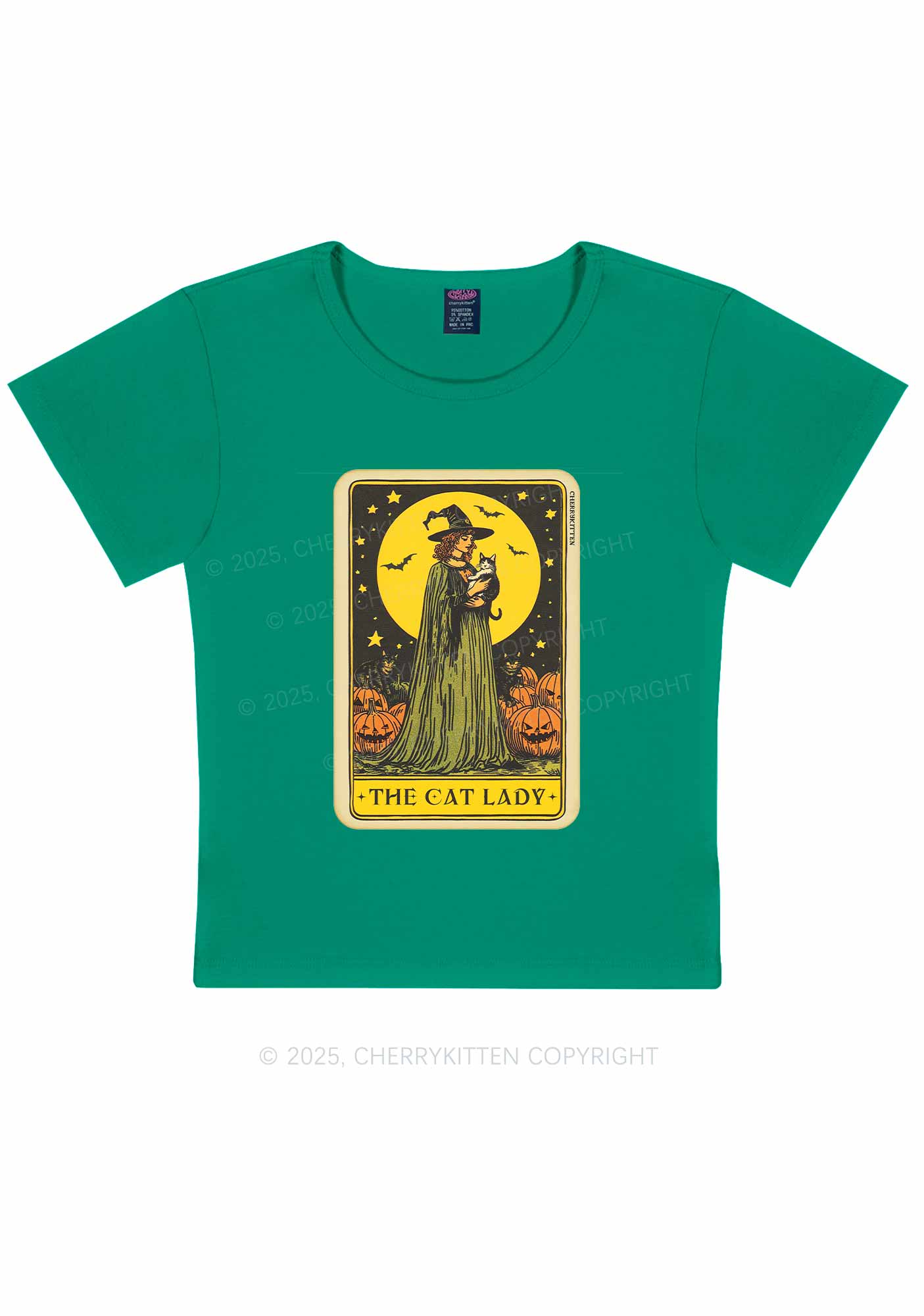 Halloween The Witch Cat Lady Y2K Baby Tee Cherrykitten