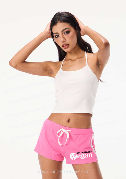 Eat Puxxy Its Vegan Y2K Drawstring Mini Shorts Cherrykitten