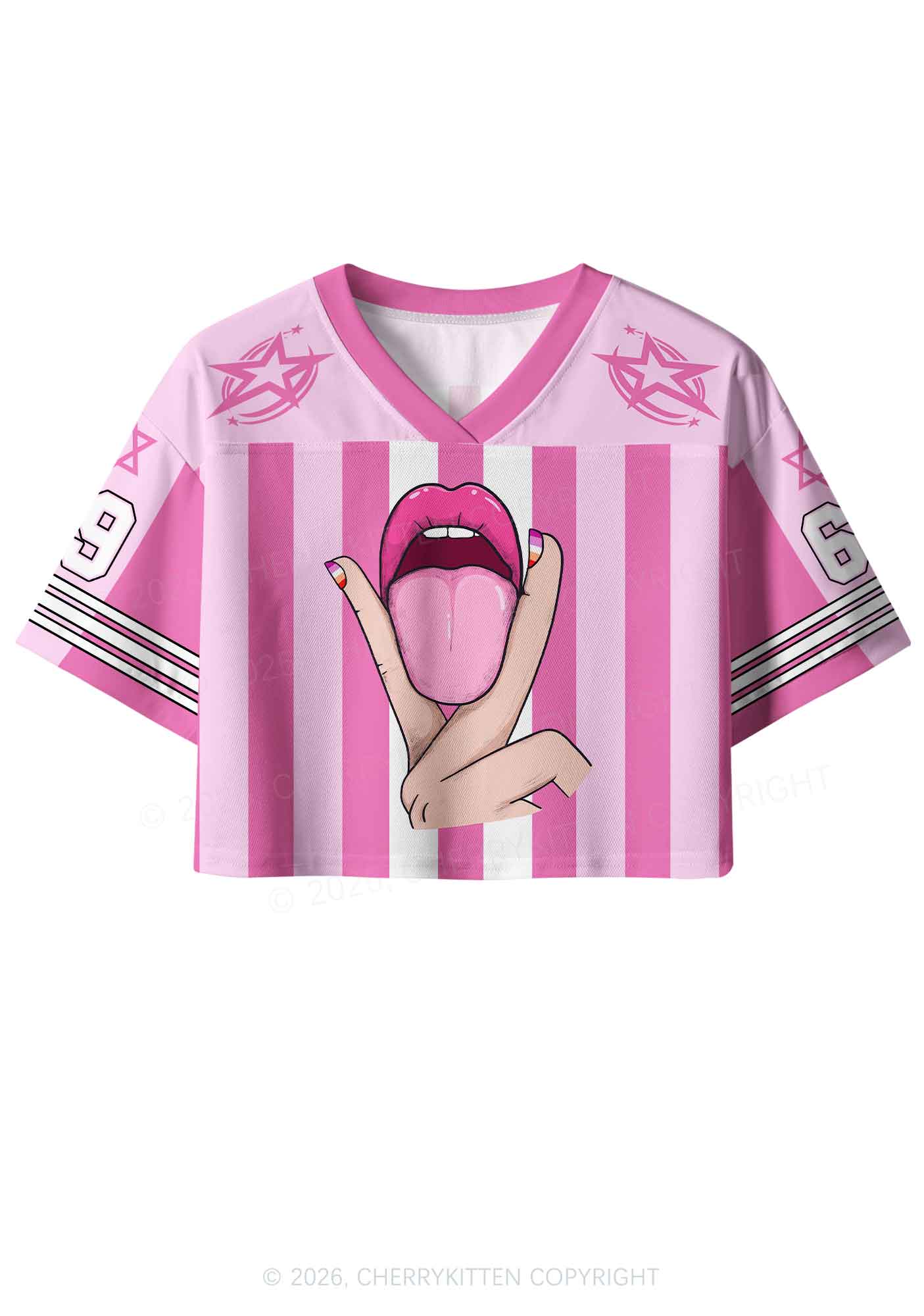 Lesbian Nails Lips Pride Y2K Crop Sport Jersey Shirts Cherrykitten