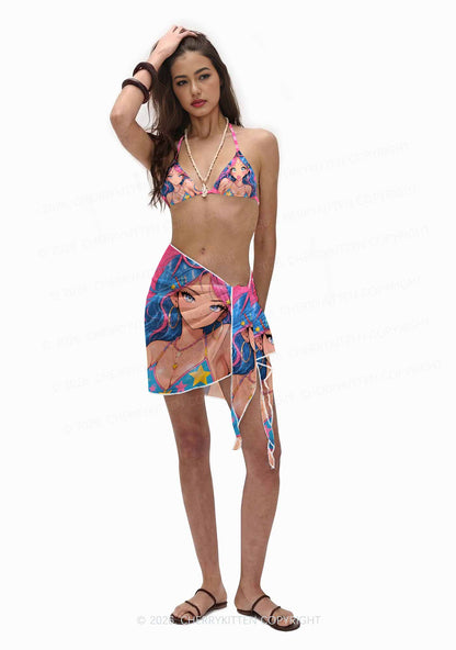 Kawaii Manga Girl Y2K Print Bikini Set Cherrykitten