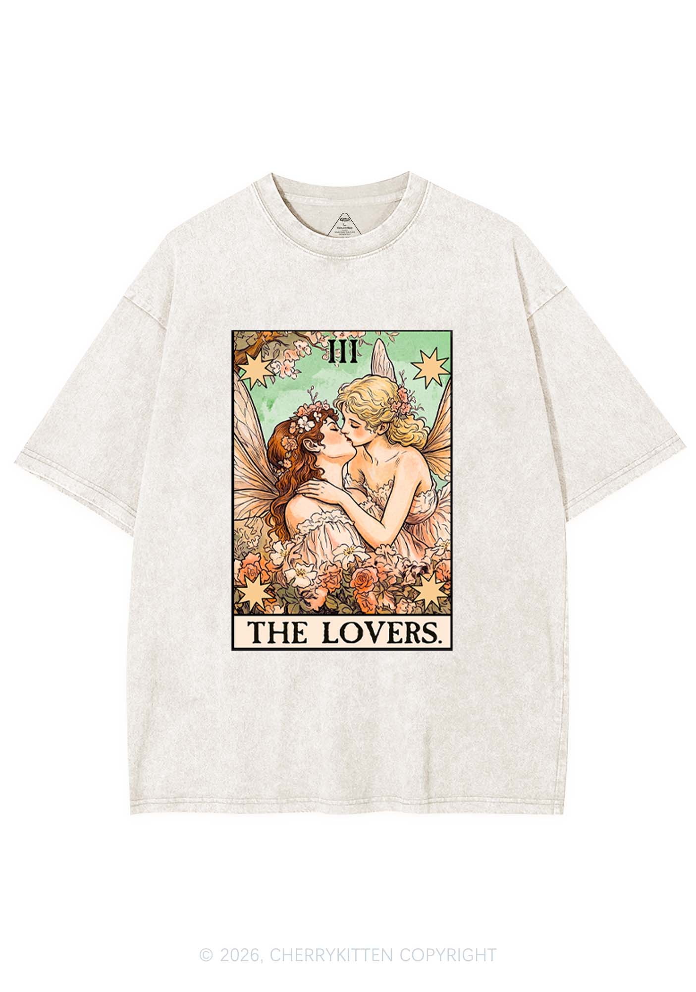 Fairykiss Lovers Tarot Pride Y2K Shirts Washed Tee Cherrykitten