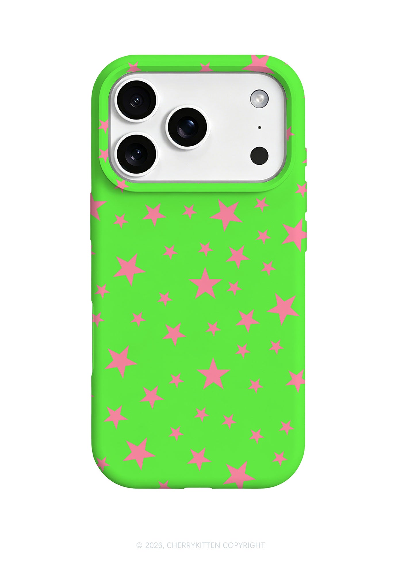 Pink Star On Green Y2K Phone Case Cherrykitten