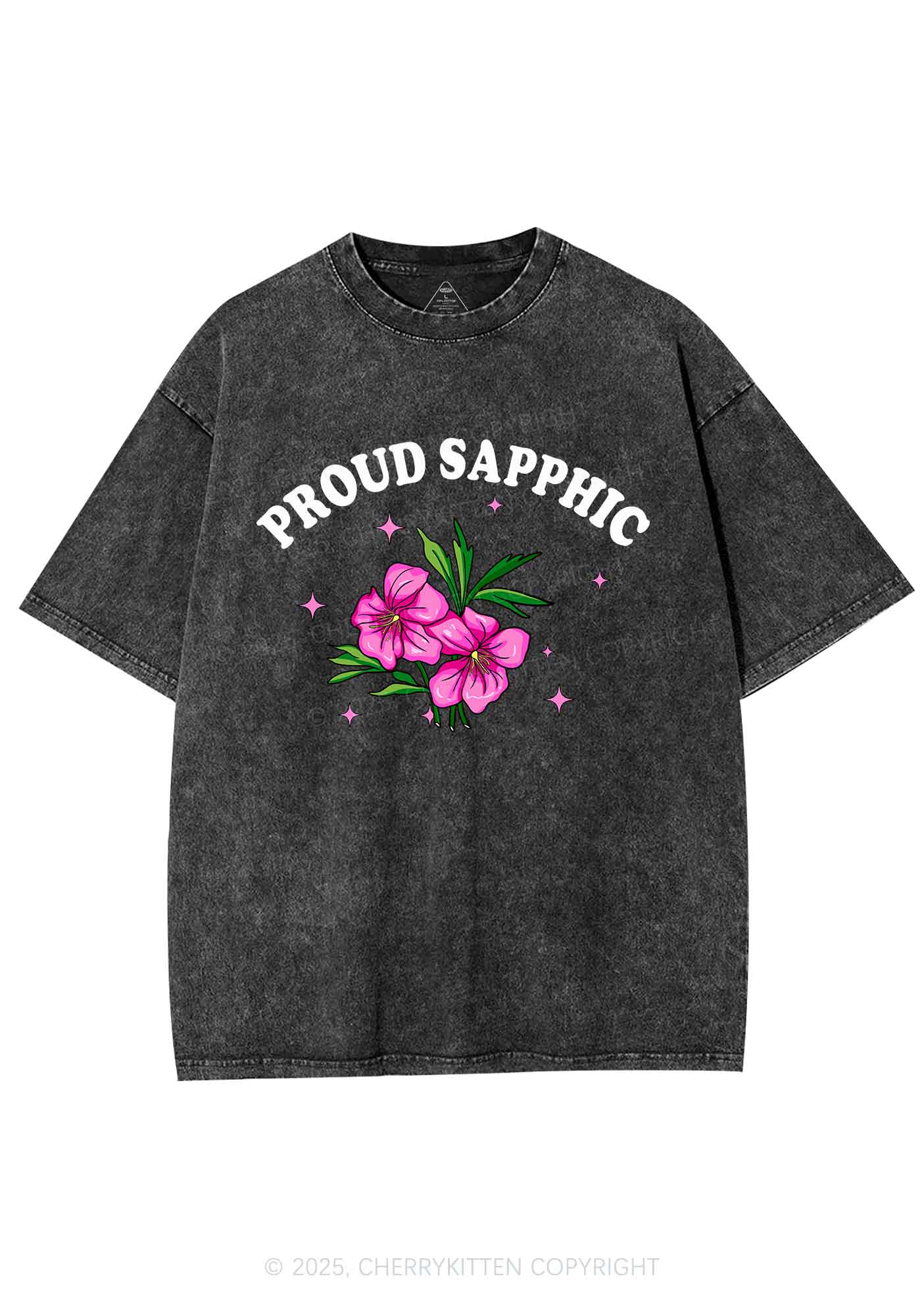 Proud Sapphic Y2K Shirts Washed Tee Cherrykitten