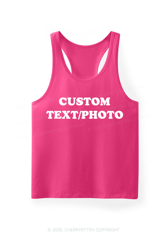 Custom Personalized Text Y2K Men Racerback Tank Top Cherrykitten