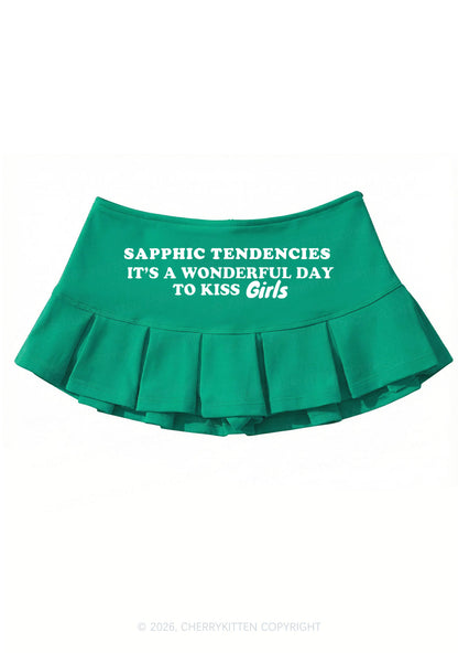 Wonderful Day To Kiss Girls Pride Y2K Mini Pleated Skirts Cherrykitten
