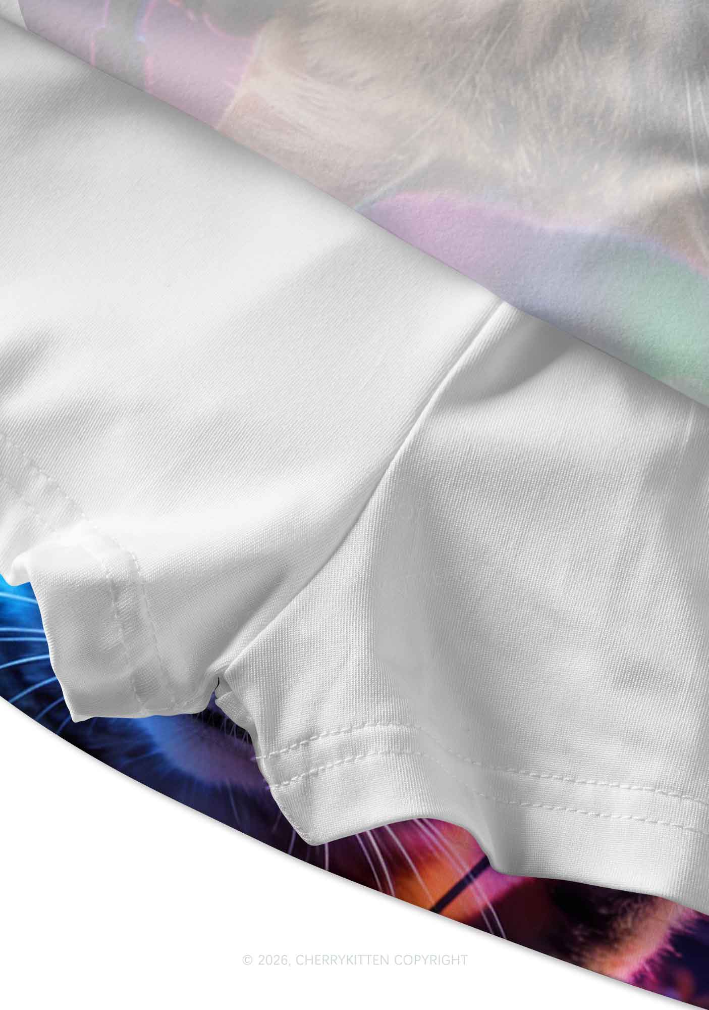 DJ Cat Rave Y2K Print Mini Skirt Cherrykitten
