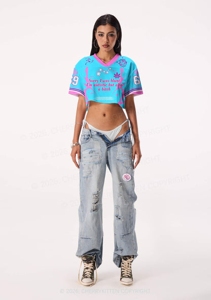 Sorry I Was Blunt Y2K Crop Sport Jersey Shirts Cherrykitten