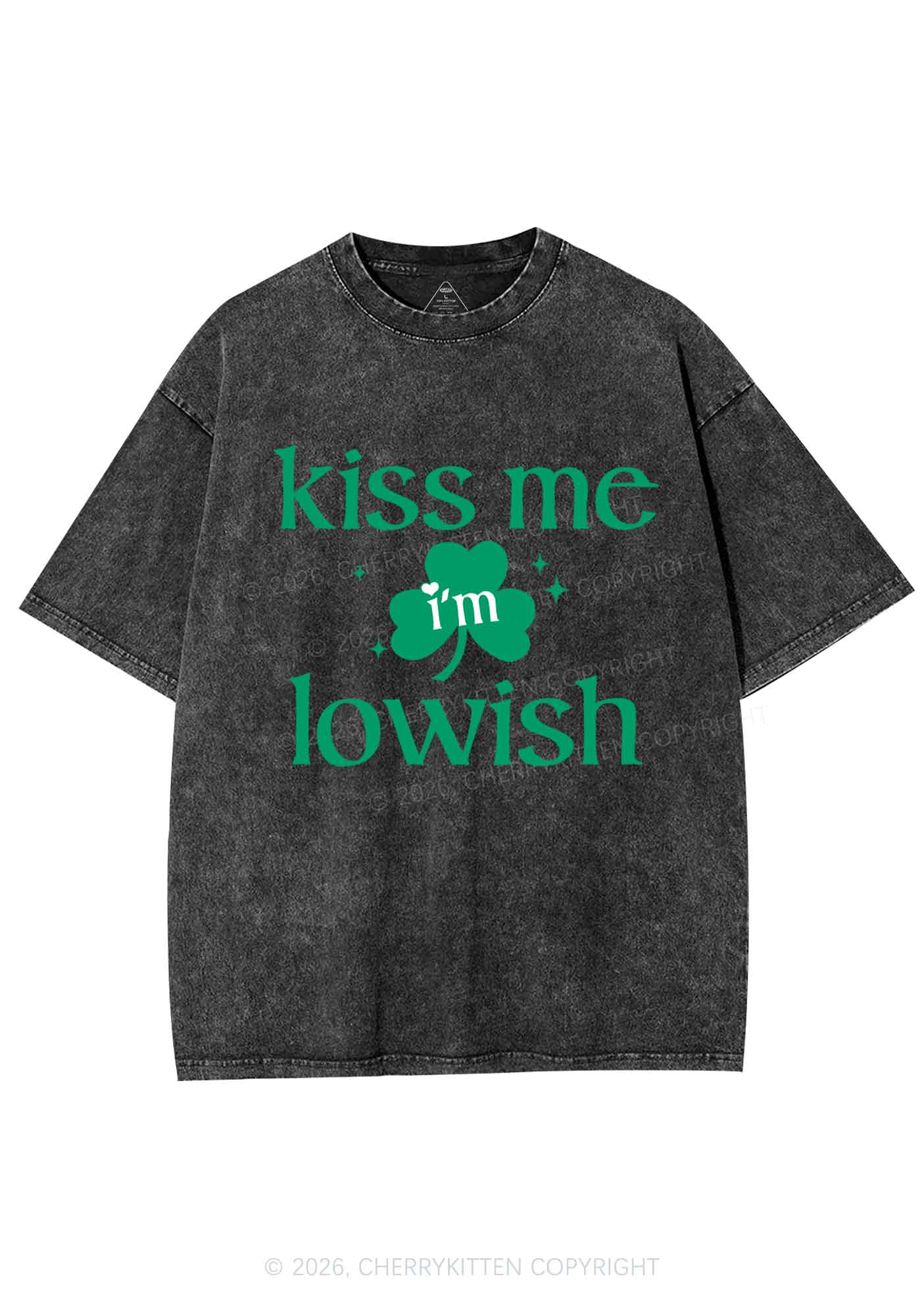 Kiss Me Im Iowish St Patricks Y2K Shirts Washed Tee Cherrykitten