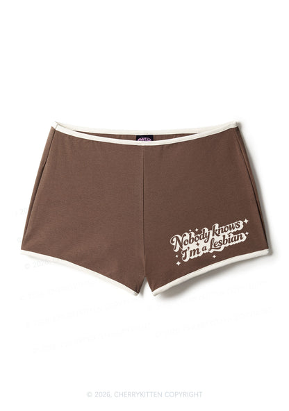 Nobody Knows Im A Lesbian Pride Y2K Booty Shorts Cherrykitten