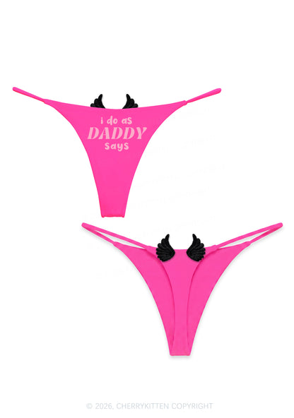 I Do As Daddy Says Y2K Goth Angel Wings Bikini String Thong Cherrykitten