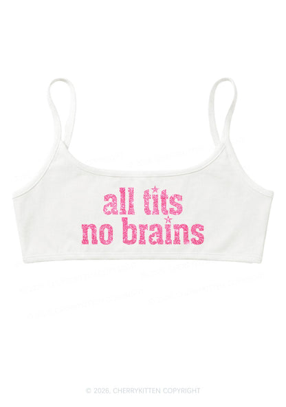 Glitter All Txts No Brains Star Y2K Super Crop Cami Cherrykitten