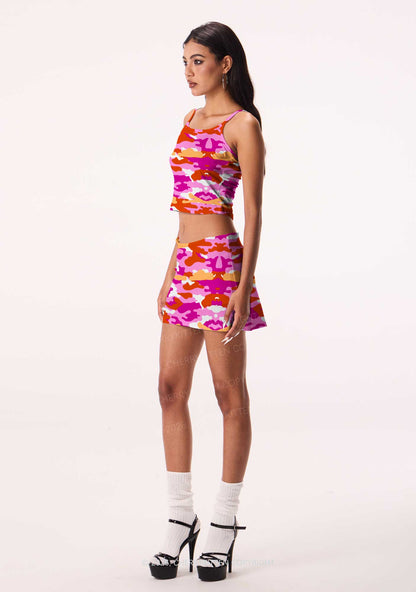 Lesbian Camouflage Pride Y2K Print Cami Crop Top Cherrykitten