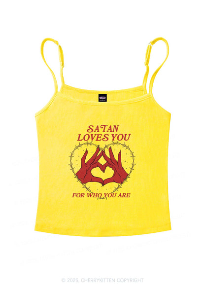 Satan Loves You Heart Halloween Y2K Spaghetti Strap Cami Cherrykitten