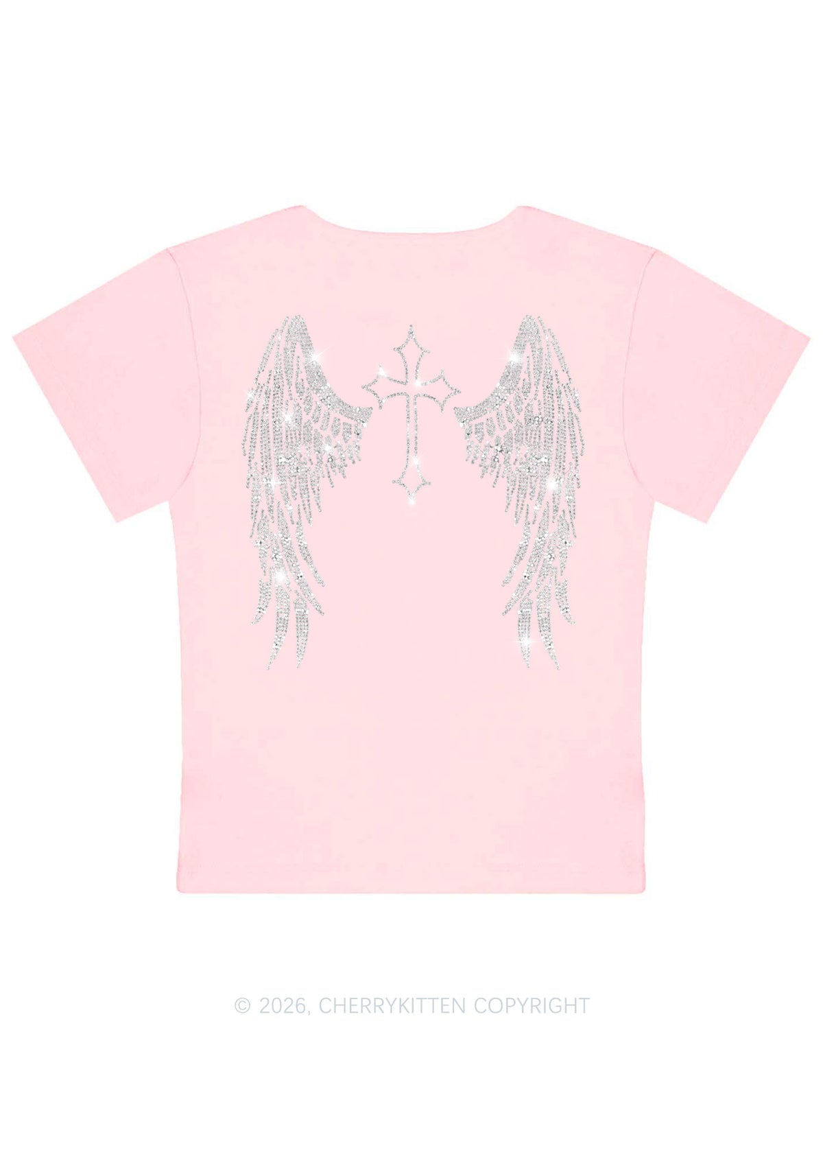 Rhinestone Halloween Angel Wings Y2K Baby Tee Cherrykitten