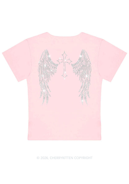 Rhinestone Halloween Angel Wings Y2K Baby Tee Cherrykitten