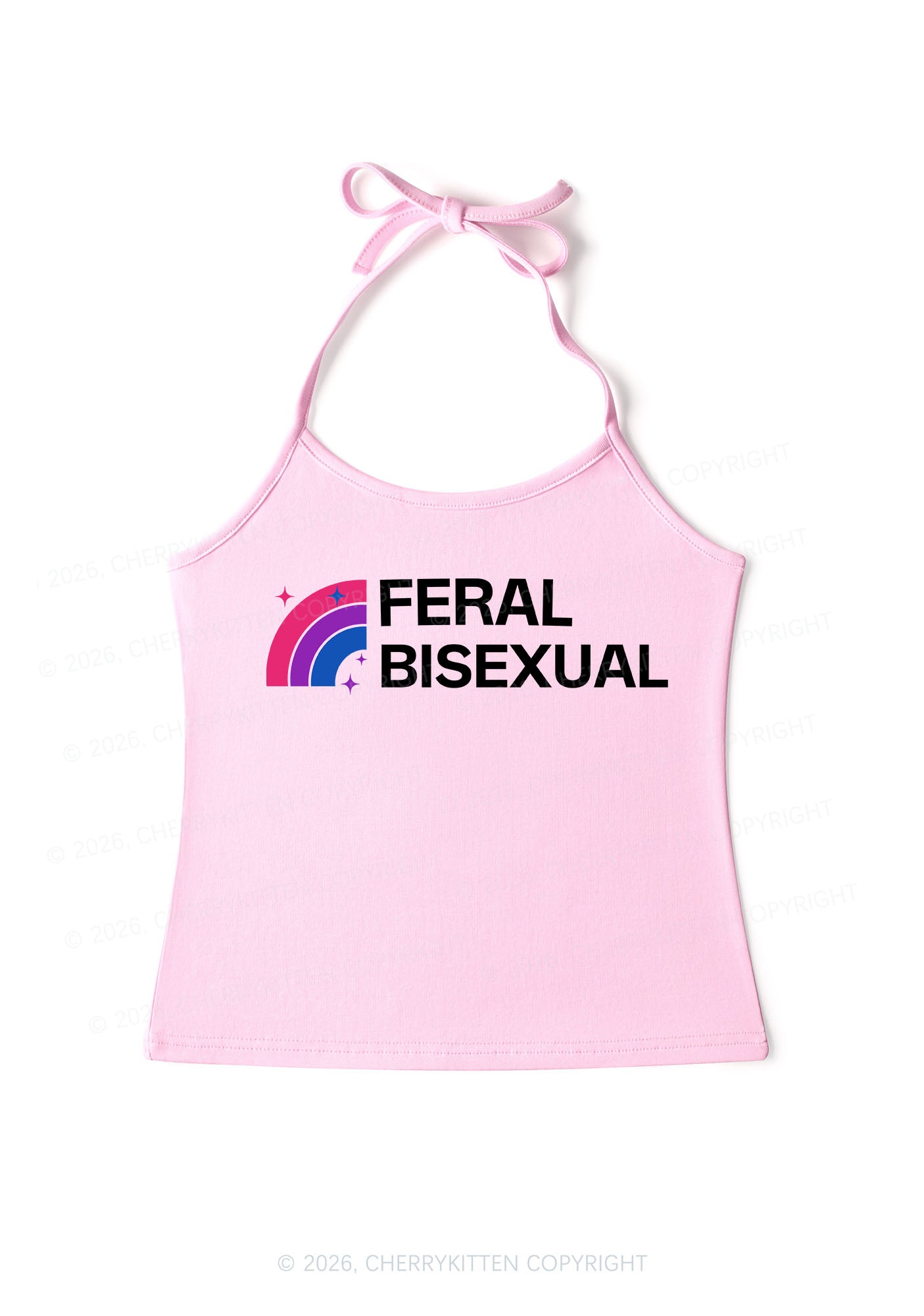 Feral Bisexual Pride Y2K Halter Neck Cami Cherrykitten