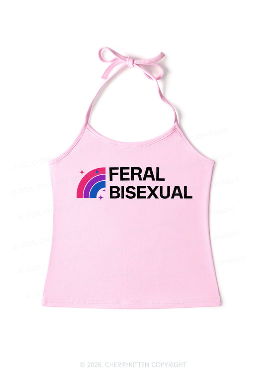 Feral Bisexual Pride Y2K Halter Neck Cami Cherrykitten