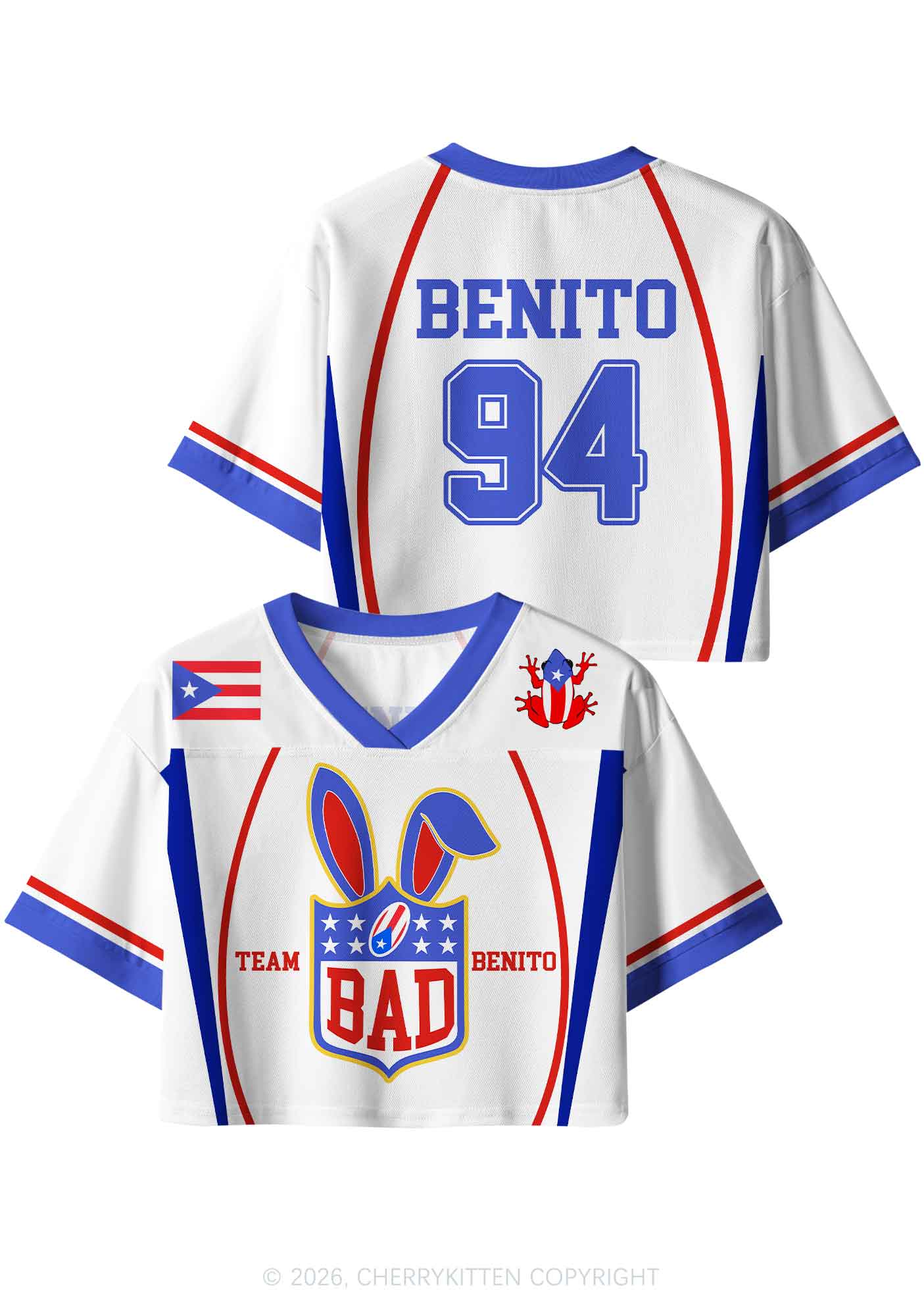 White Football Bunny Y2K Crop Sport Jersey Shirts Cherrykitten