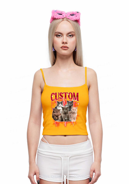 Custom Collage Pet Photo Y2K Spaghetti Strap Cami Cherrykitten