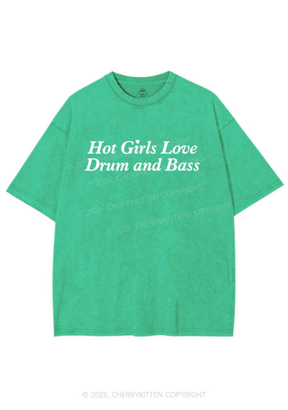 Hot Girls Love Drum And Bass Y2K Shirts Washed Tee Cherrykitten