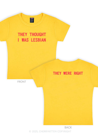 I Was Lesbian Two Sides Pride Y2K Baby Tee Cherrykitten