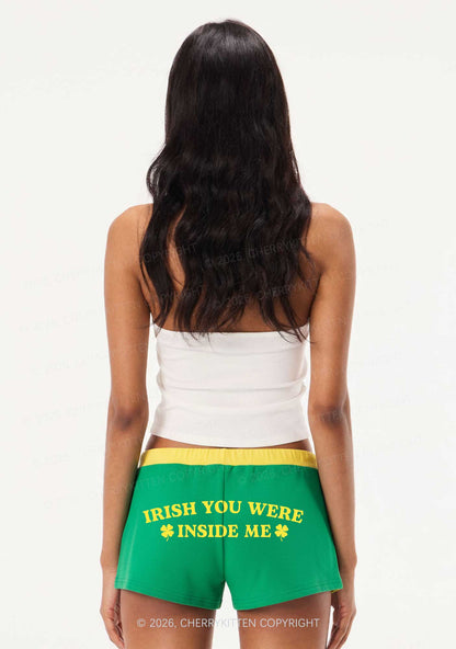Irish Inside Me St Patricks Y2K Drawstring Mini Shorts Cherrykitten