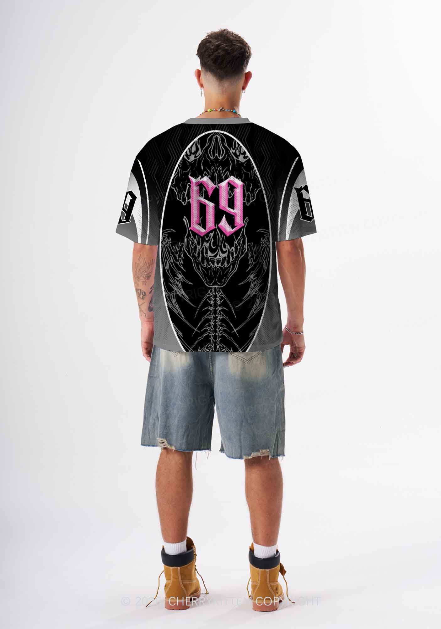 Masc Princess Dark Skull Pride Y2K Sport Jersey Shirts Cherrykitten