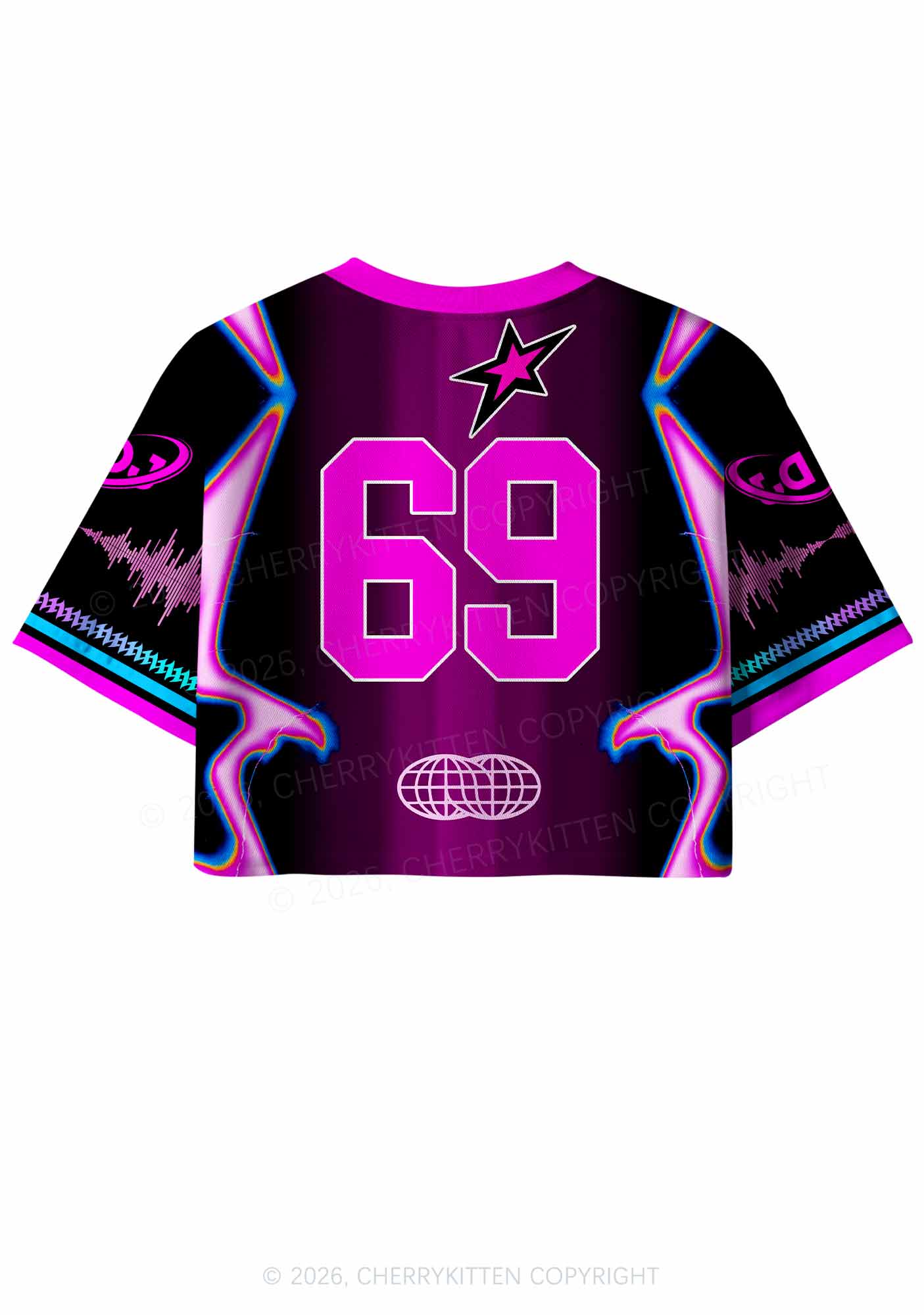 DJs Girl Neon Boombox Y2K Crop Sport Jersey Shirts Cherrykitten