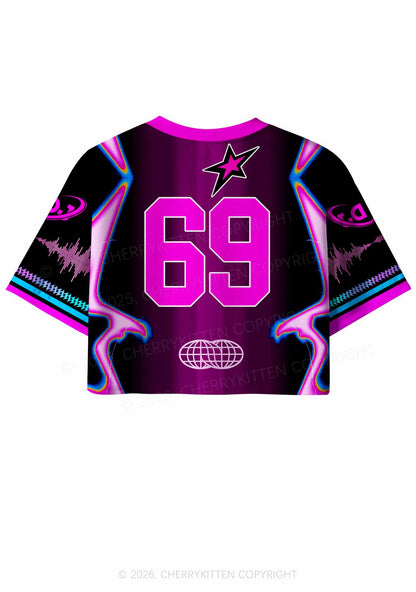 DJs Girl Neon Boombox Y2K Crop Sport Jersey Shirts Cherrykitten