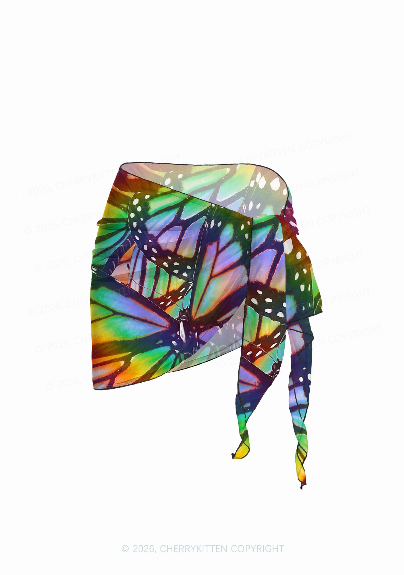 Rainbow Butterfly Y2K Print Bikini Set Cherrykitten