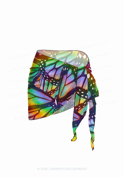 Rainbow Butterfly Y2K Print Bikini Set Cherrykitten
